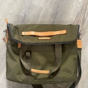 Tumi Olive Green Messenger Bag with Tan Details